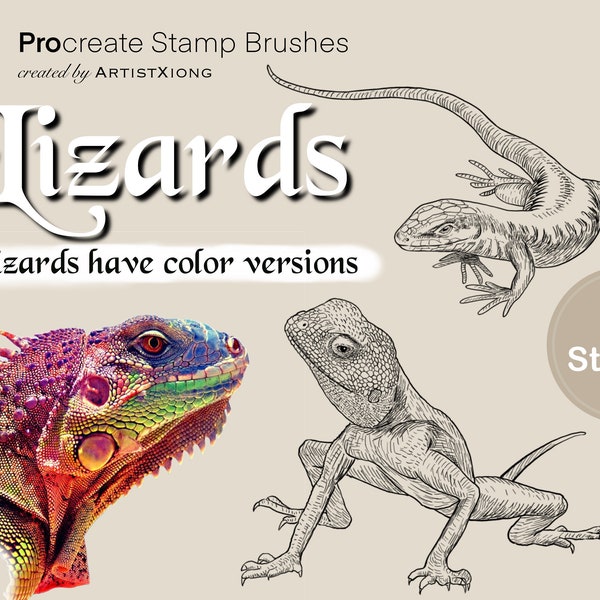 Realistic Lizard Stamp Brushes for Procreate