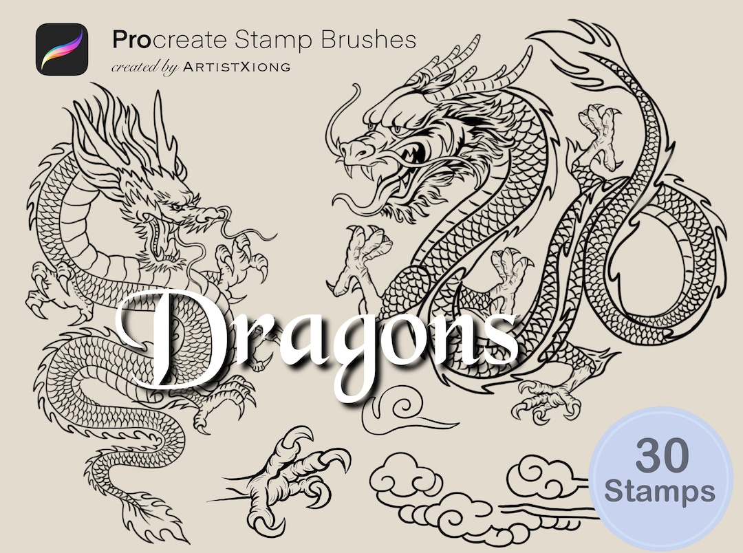 Dragon Stamp Brushes for Procreate - Etsy