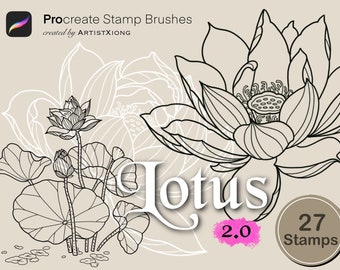 Realistic Lotus Flower Stamp Brushes for Procreate