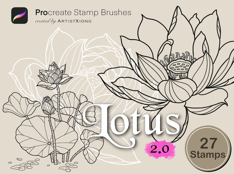 Realistic Lotus Flower Stamp Brushes for Procreate - Etsy