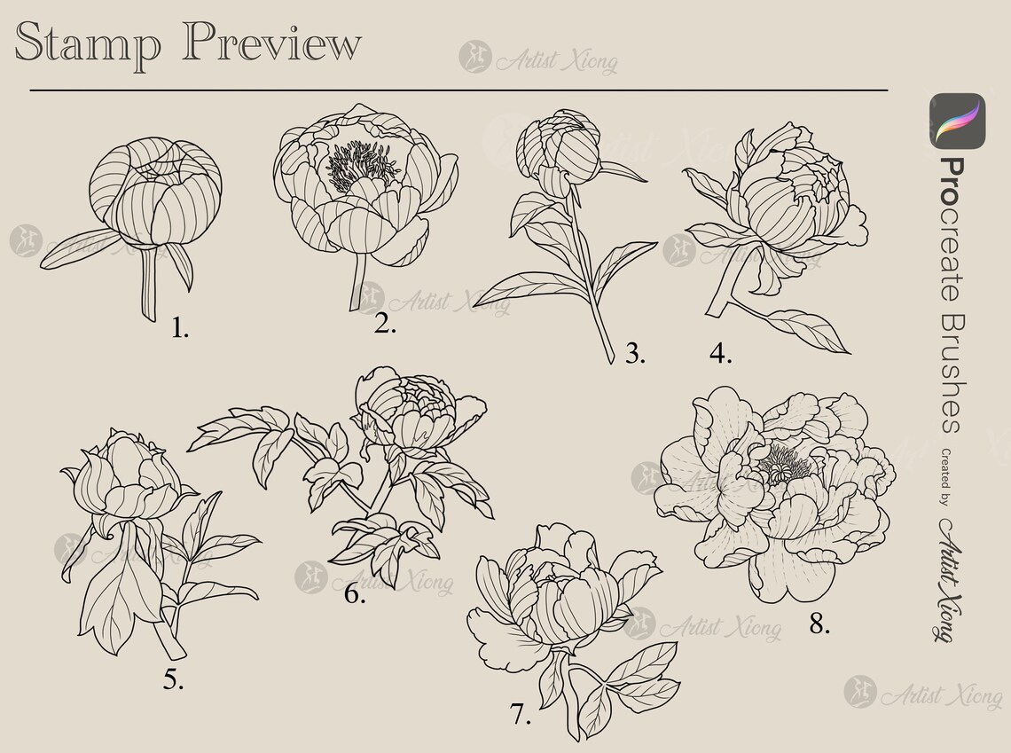 Realistic Peony Stamp Brushes for Procreate - Etsy