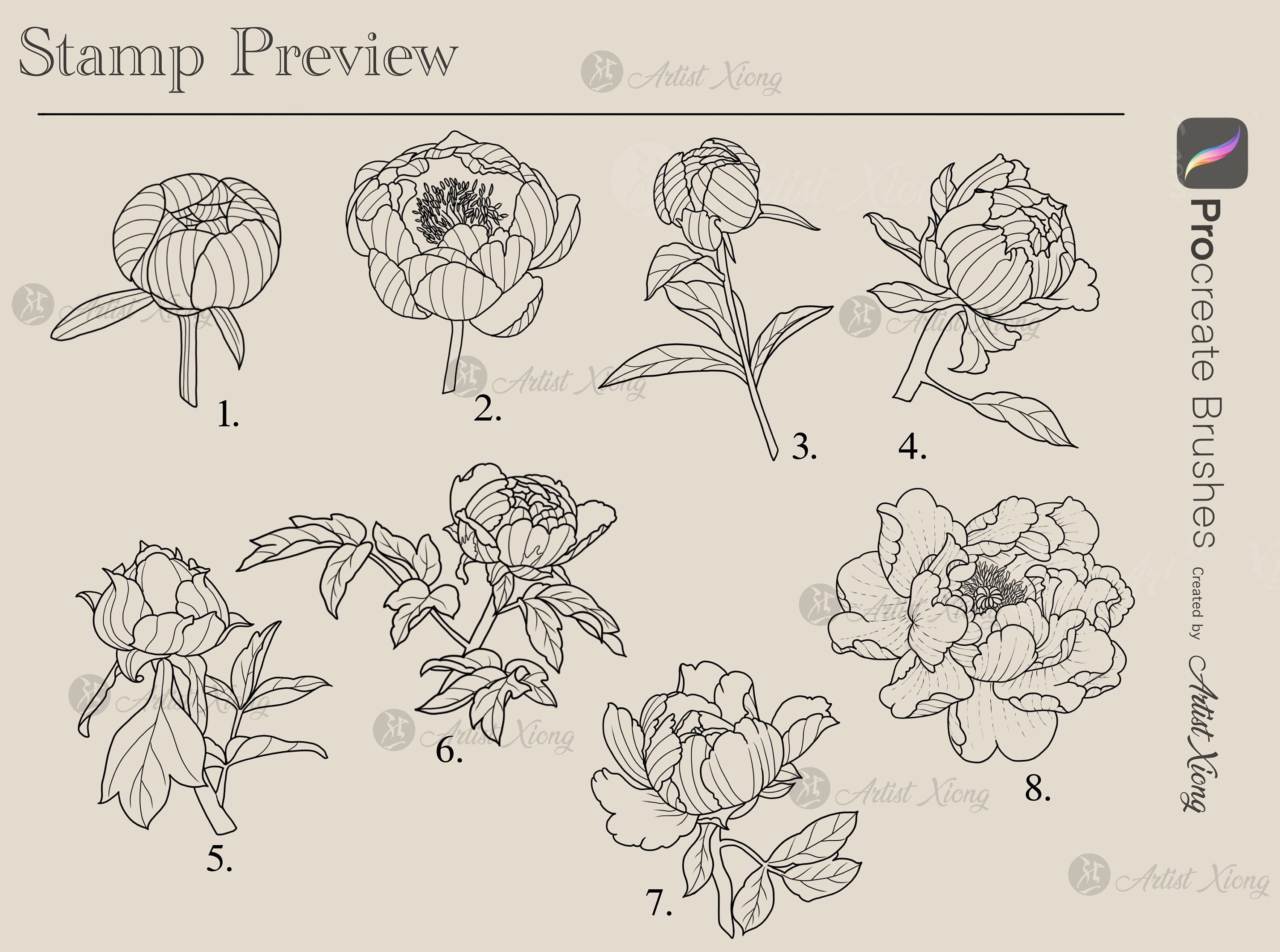 Realistic Peony Stamp Brushes for Procreate - Etsy
