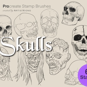 Human and Zombie Skull Stamp Brushes for Procreate