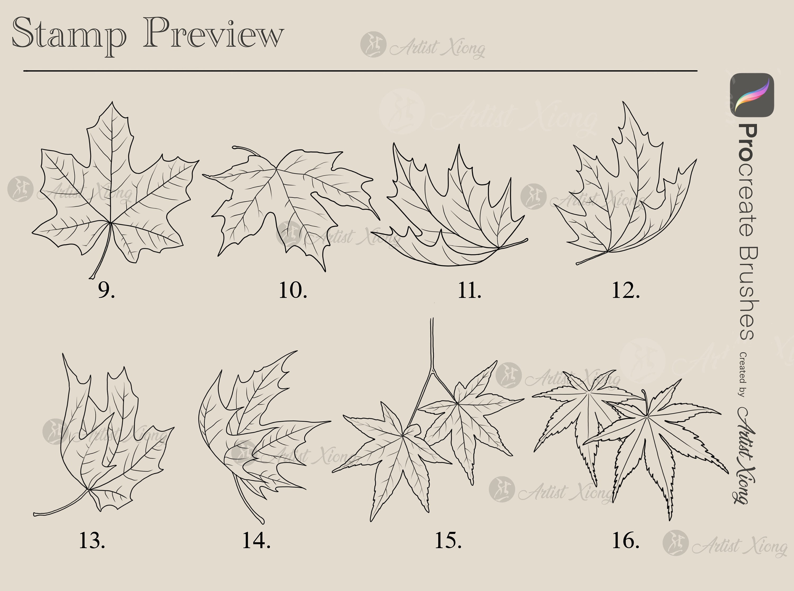 Realistic Maple Leaves Stamp Brushes for Procreate - Etsy
