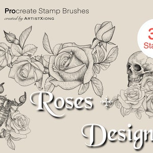 Realistic Roses and Designs Stamp Brushes for Procreate