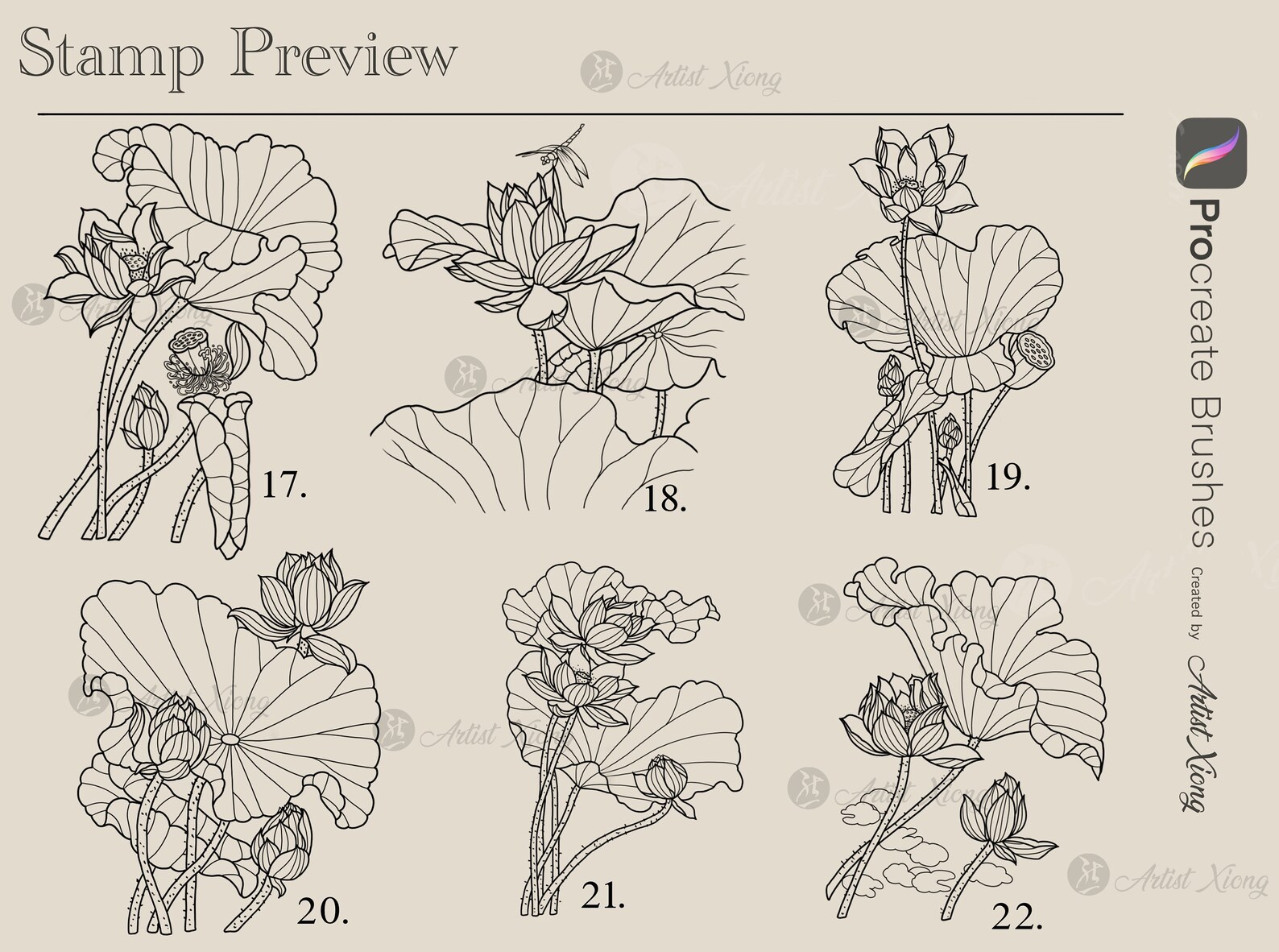 Realistic Lotus Flower Stamp Brushes for Procreate - Etsy