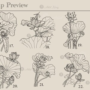 Realistic Lotus Flower Stamp Brushes for Procreate - Etsy