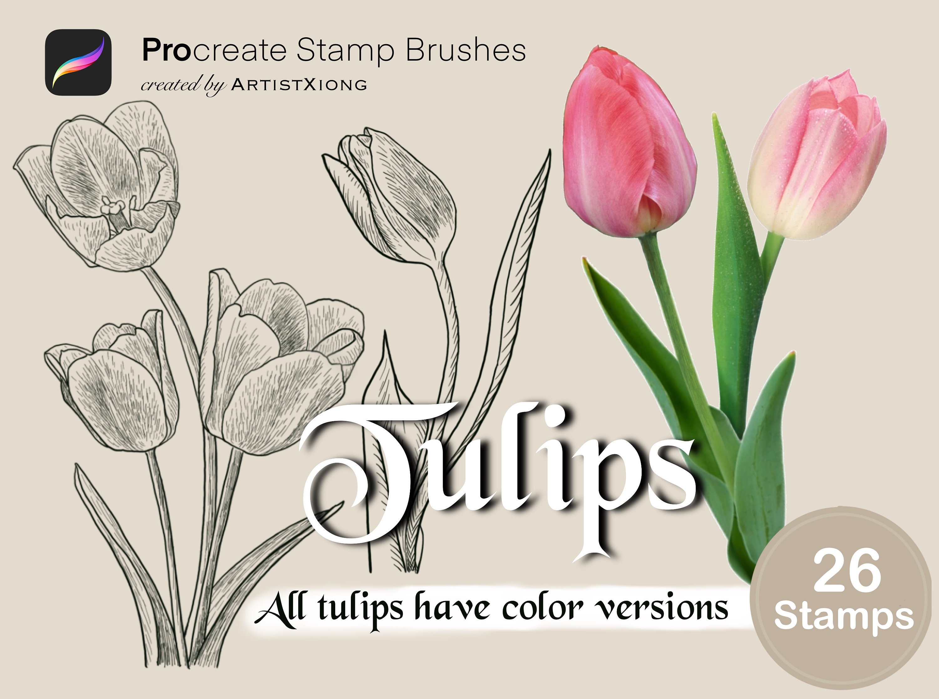 Realistic Tulip Stamp Brushes for Procreate - Etsy