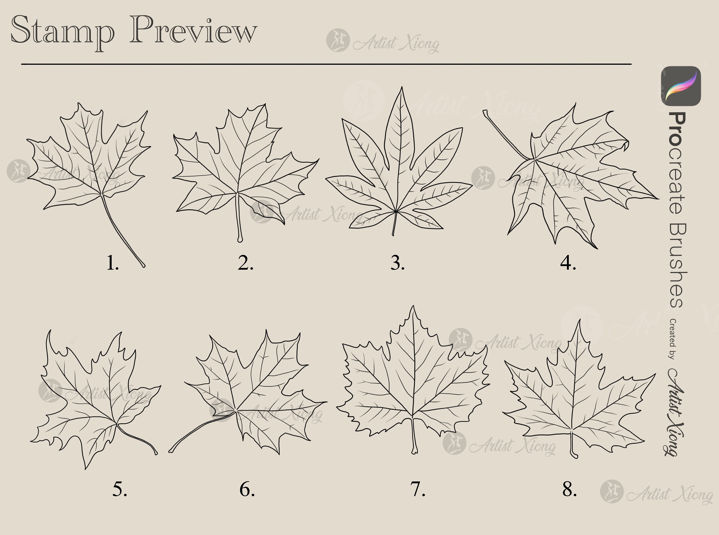 Realistic Maple Leaves Stamp Brushes for Procreate - Etsy