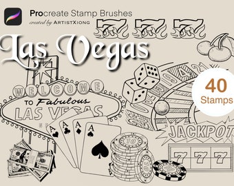 Pinceles de sellos de casino de Las Vegas para Procreate
