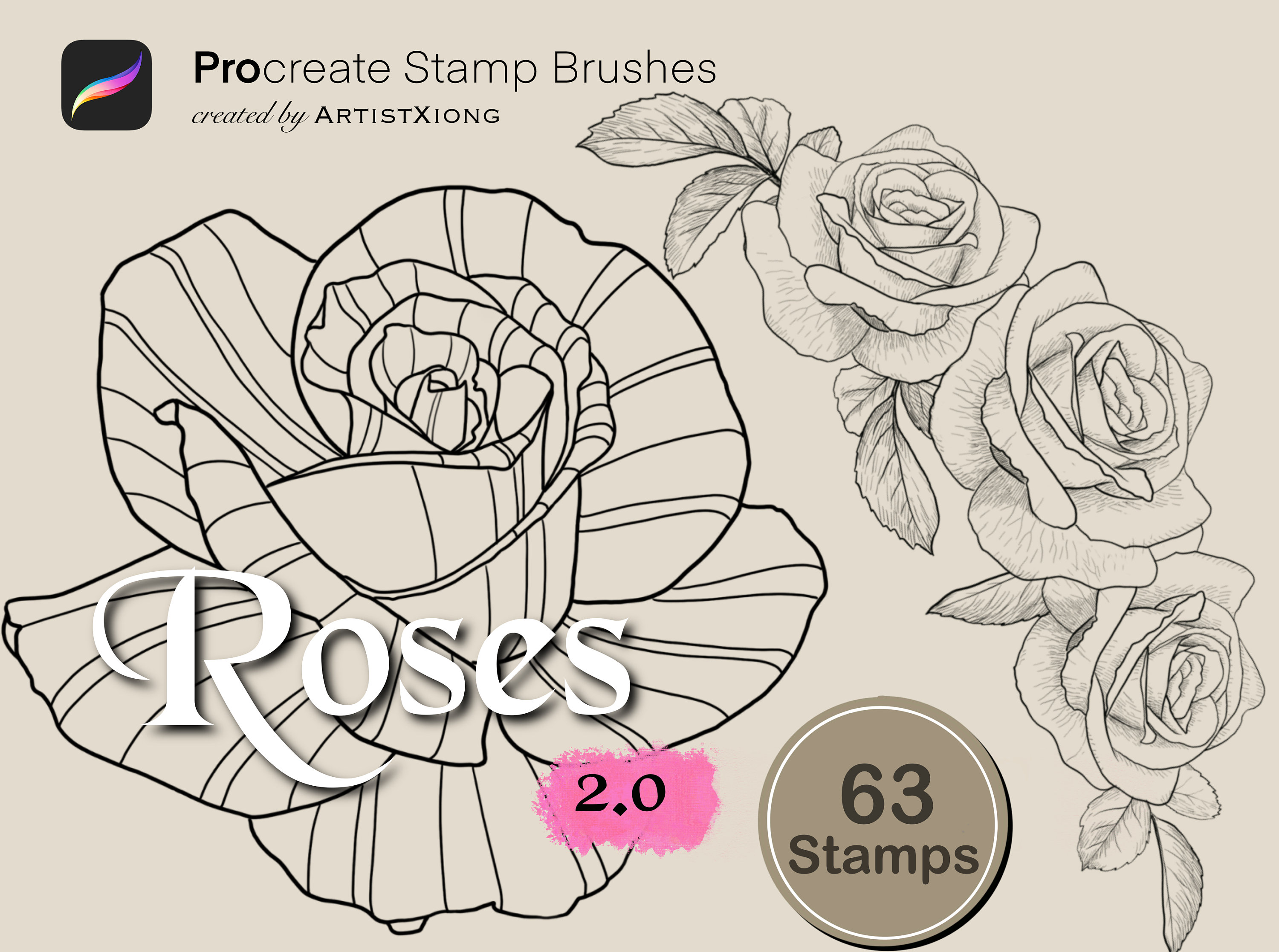 Rose Stamp Brushes for Procreate - Etsy