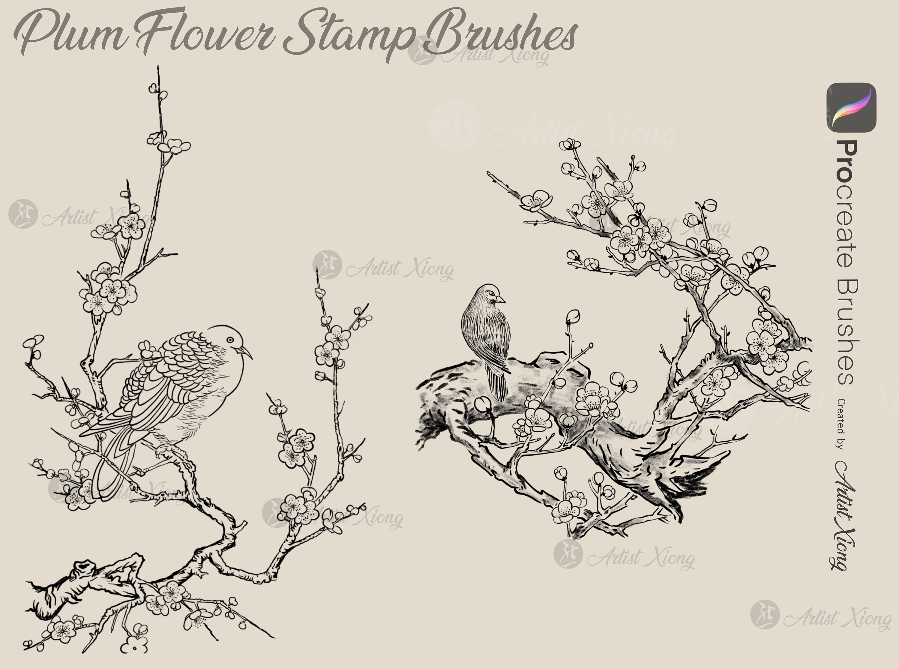 Plum Flower Stamp Brushes for Procreate - Etsy