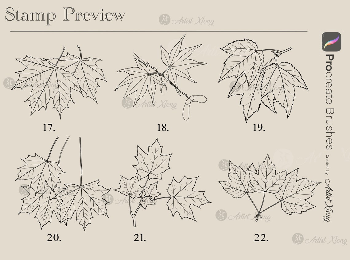 Realistic Maple Leaves Stamp Brushes for Procreate - Etsy