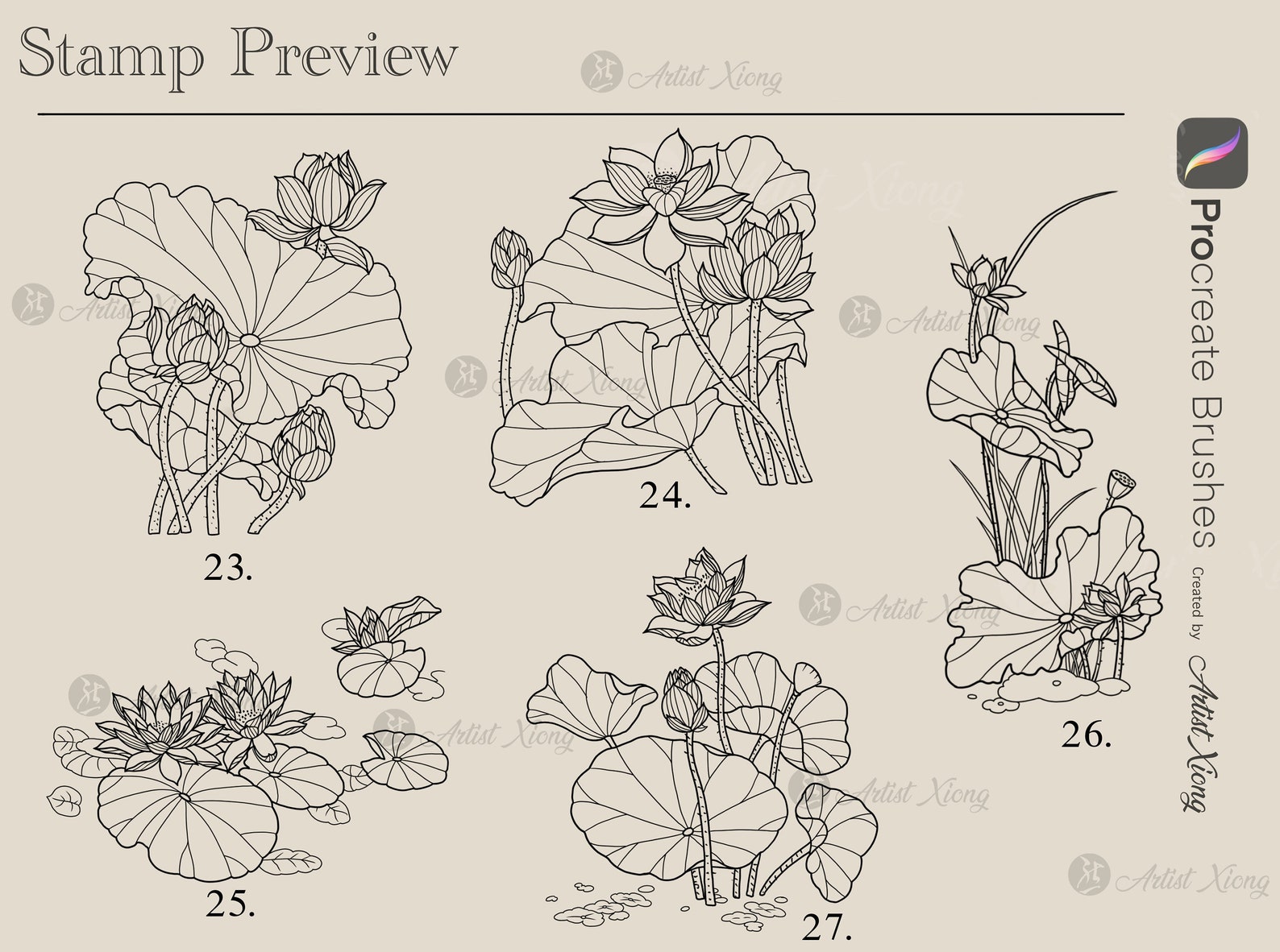 Realistic Lotus Flower Stamp Brushes for Procreate - Etsy