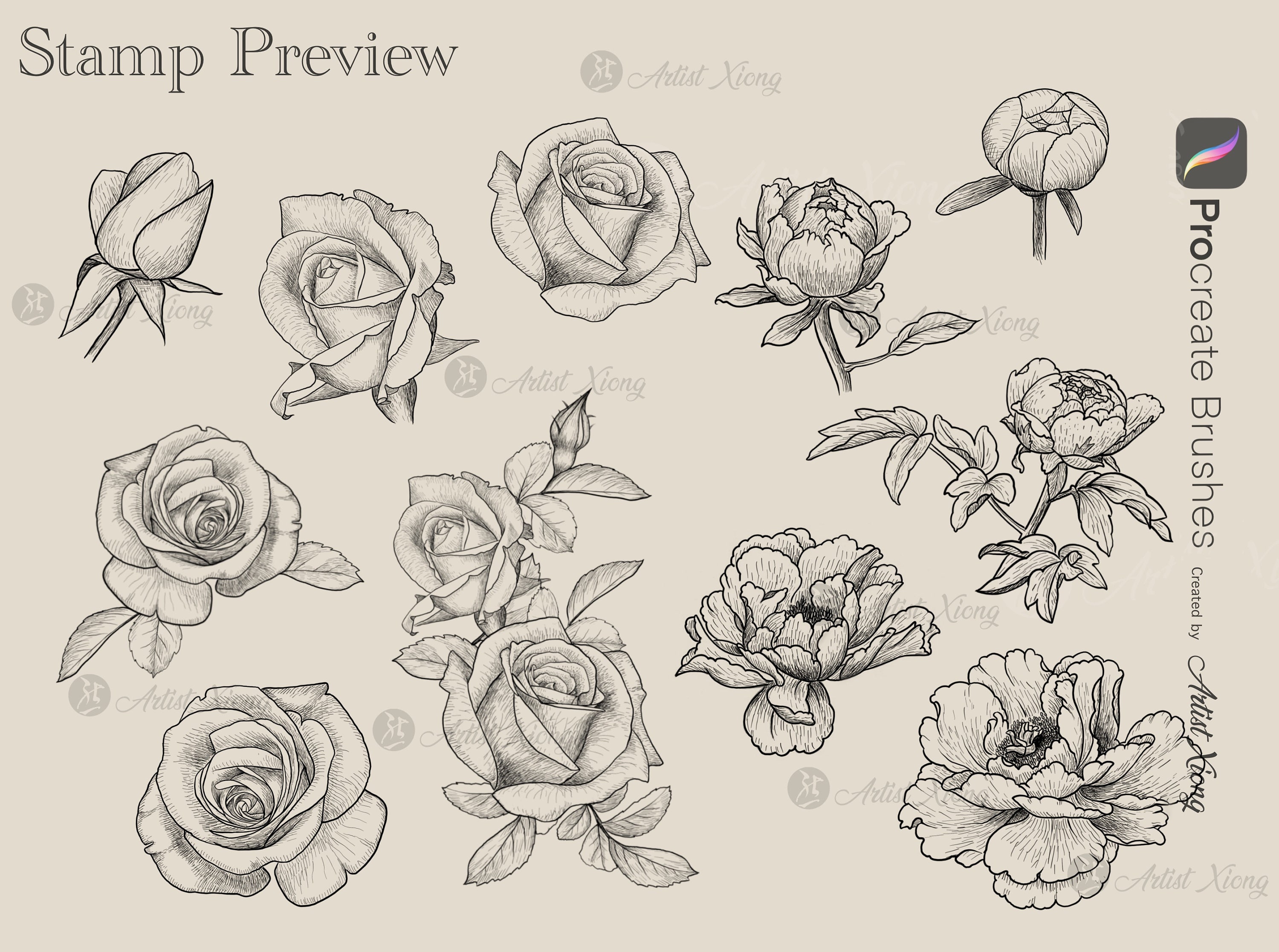 Top 10 Flower Stamp Brushes for Procreate - Etsy
