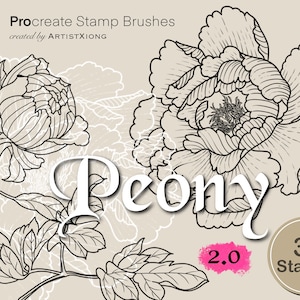 Realistic Peony Stamp Brushes for Procreate
