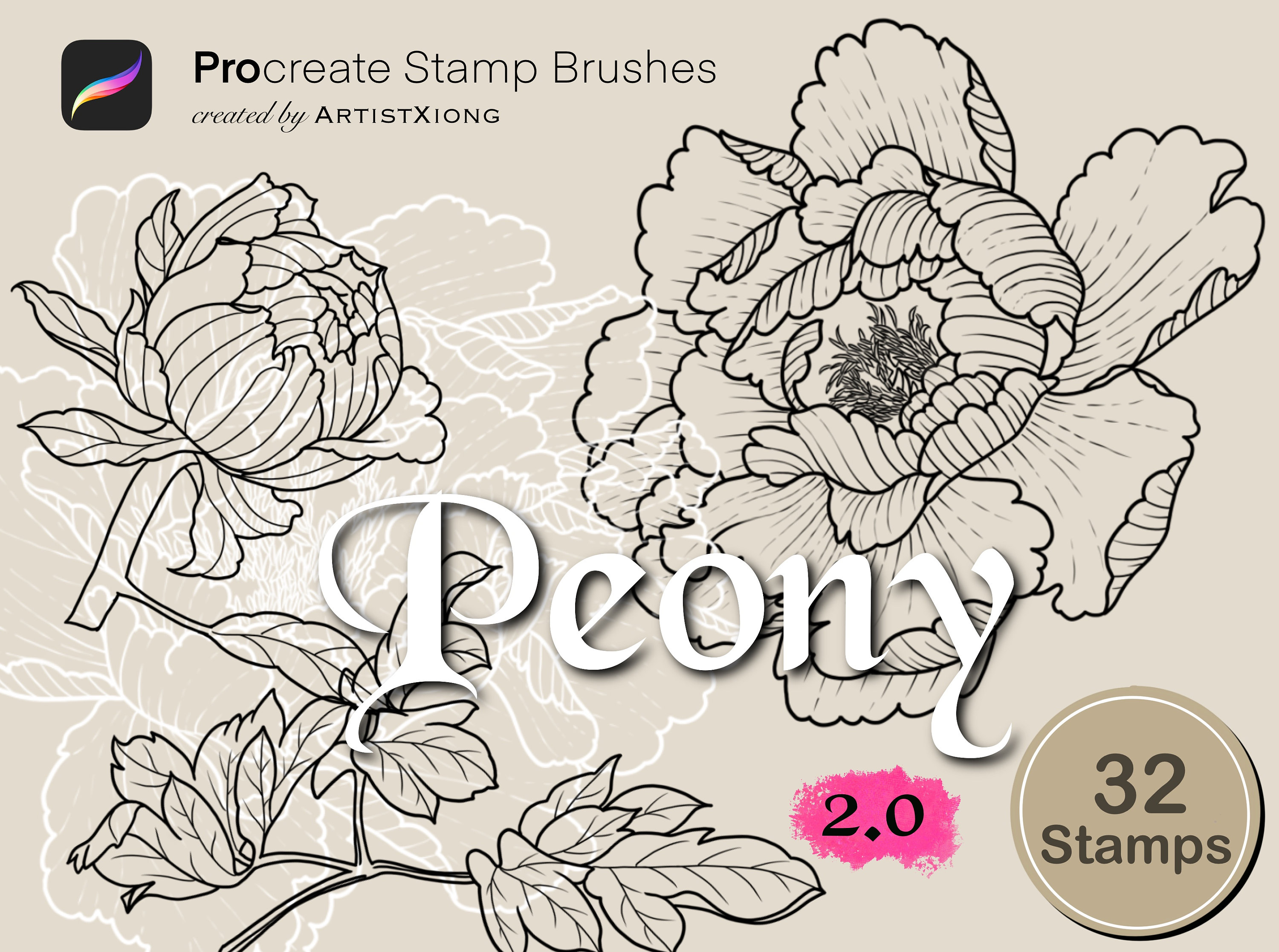 Realistic Peony Stamp Brushes for Procreate - Etsy