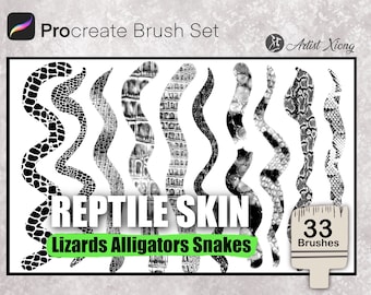 Reptilienhaut Pinsel für Procreate. Eidechsenhautbürsten, Alligatorhautbürsten, Schlangenhautbürsten