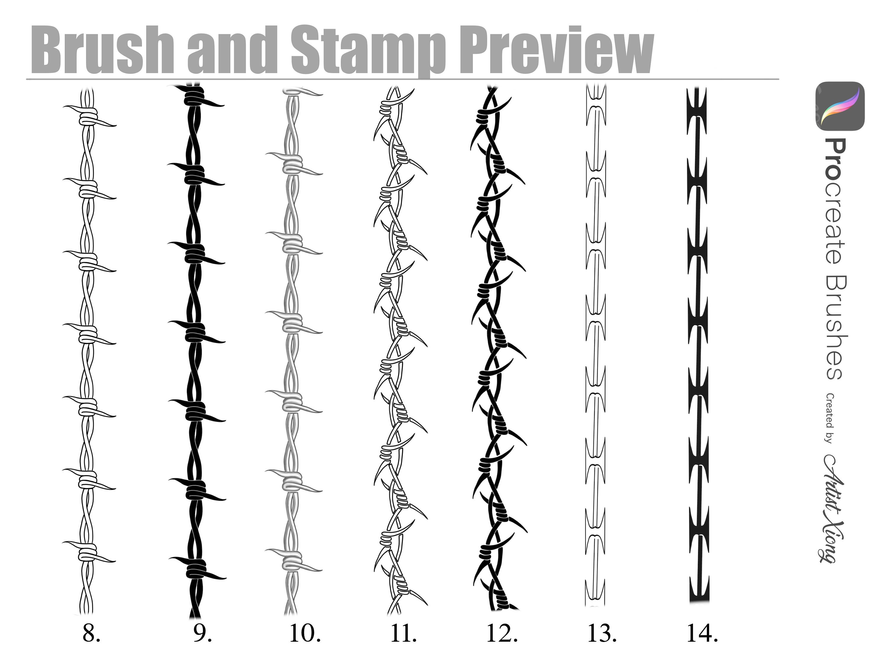 Barbed Wire Brushes and Stamps for Procreate - Etsy