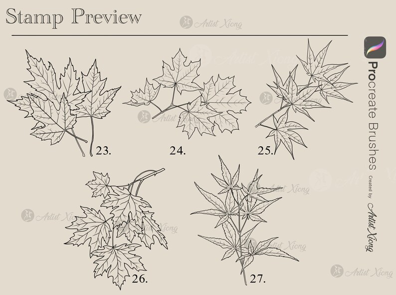 Realistic Maple Leaves Stamp Brushes for Procreate - Etsy