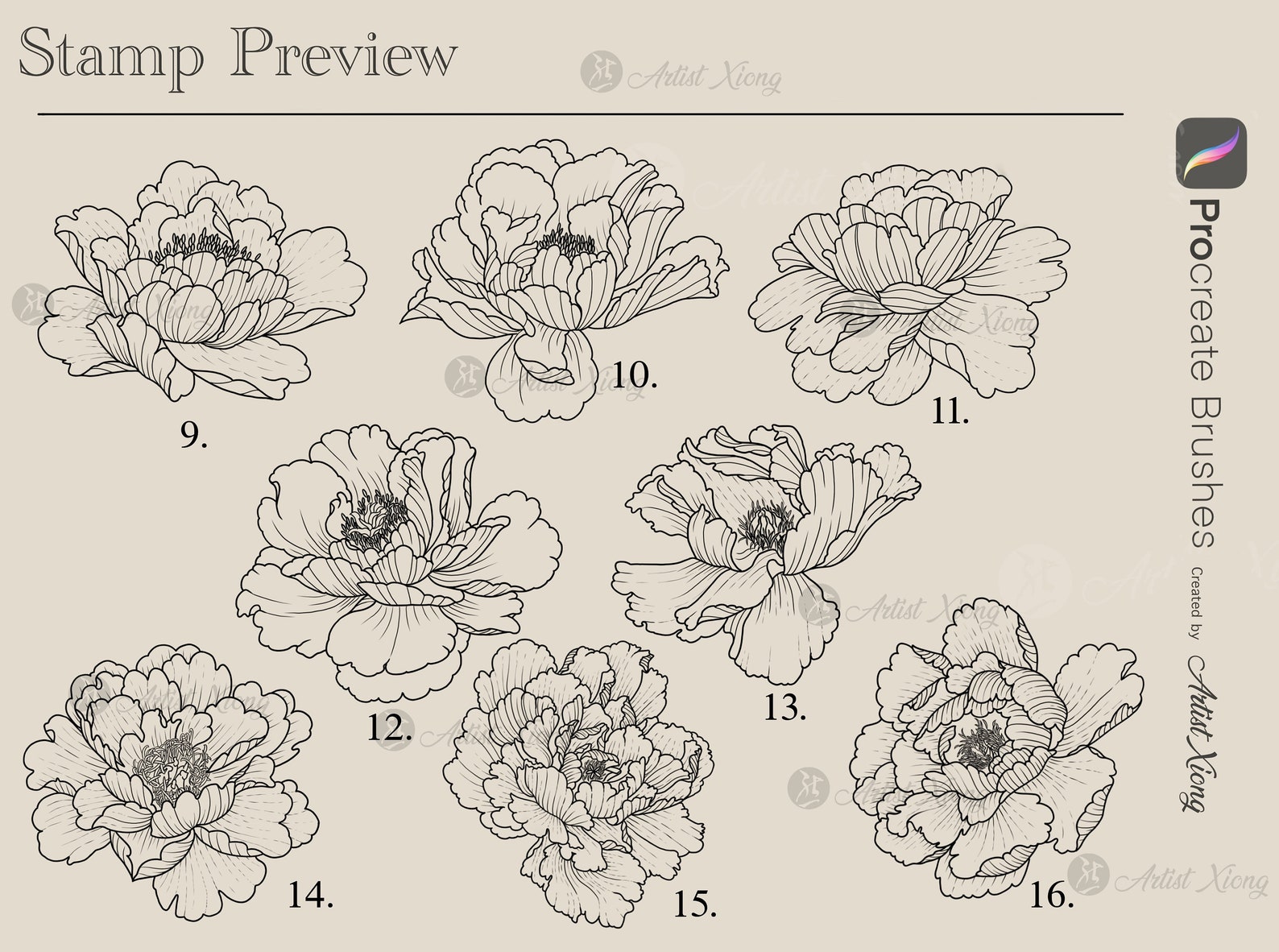 Realistic Peony Stamp Brushes for Procreate - Etsy