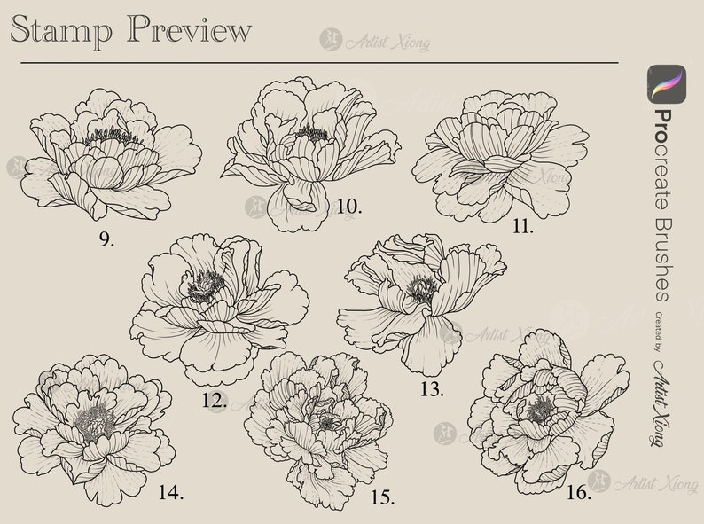 Realistic Peony Stamp Brushes for Procreate - Etsy