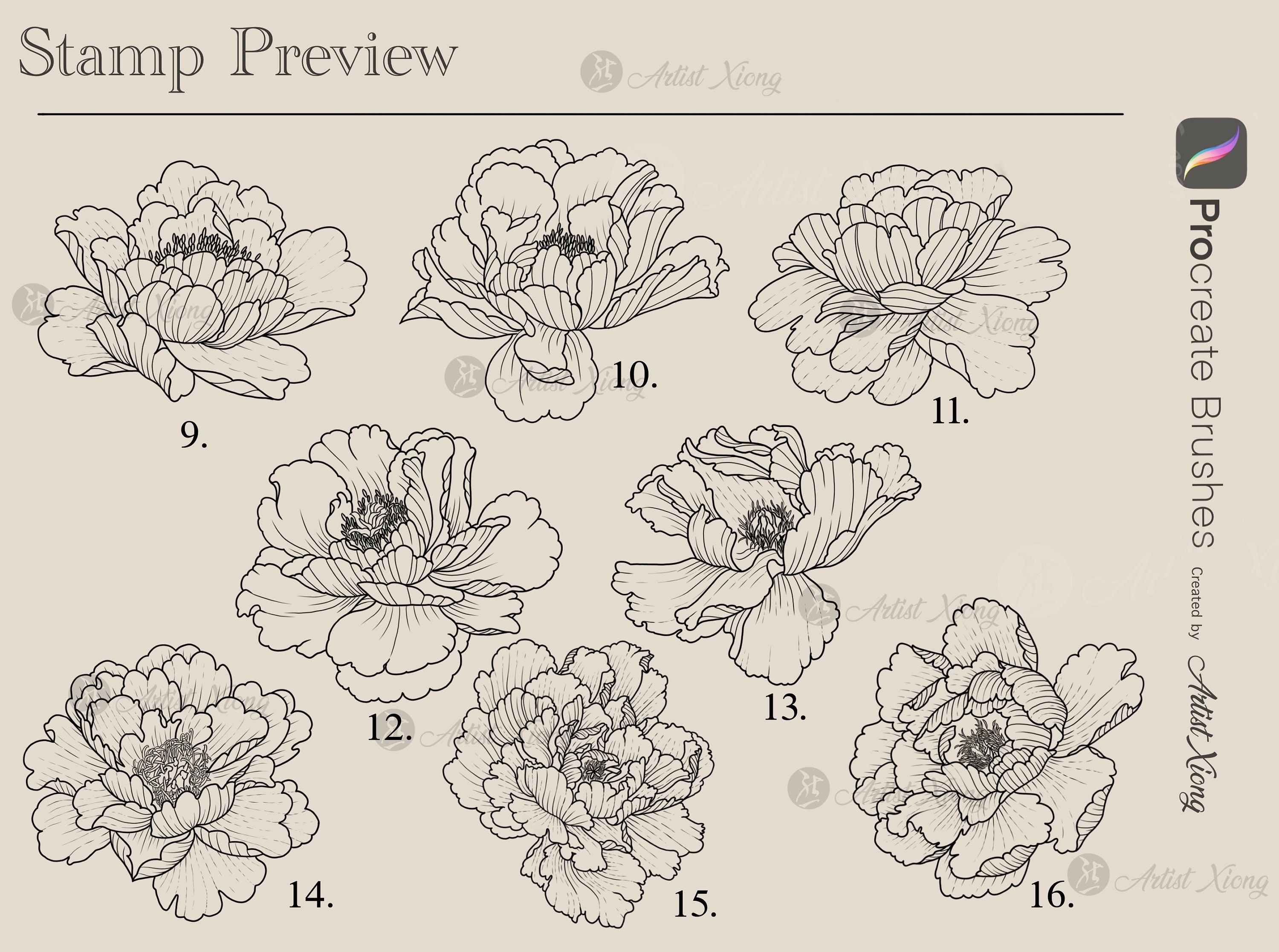 Realistic Peony Stamp Brushes for Procreate - Etsy