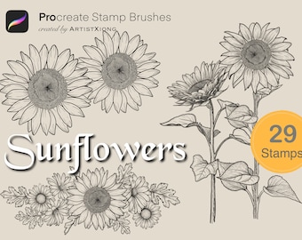 Realistic Sunflower Stamp Brushes for Procreate