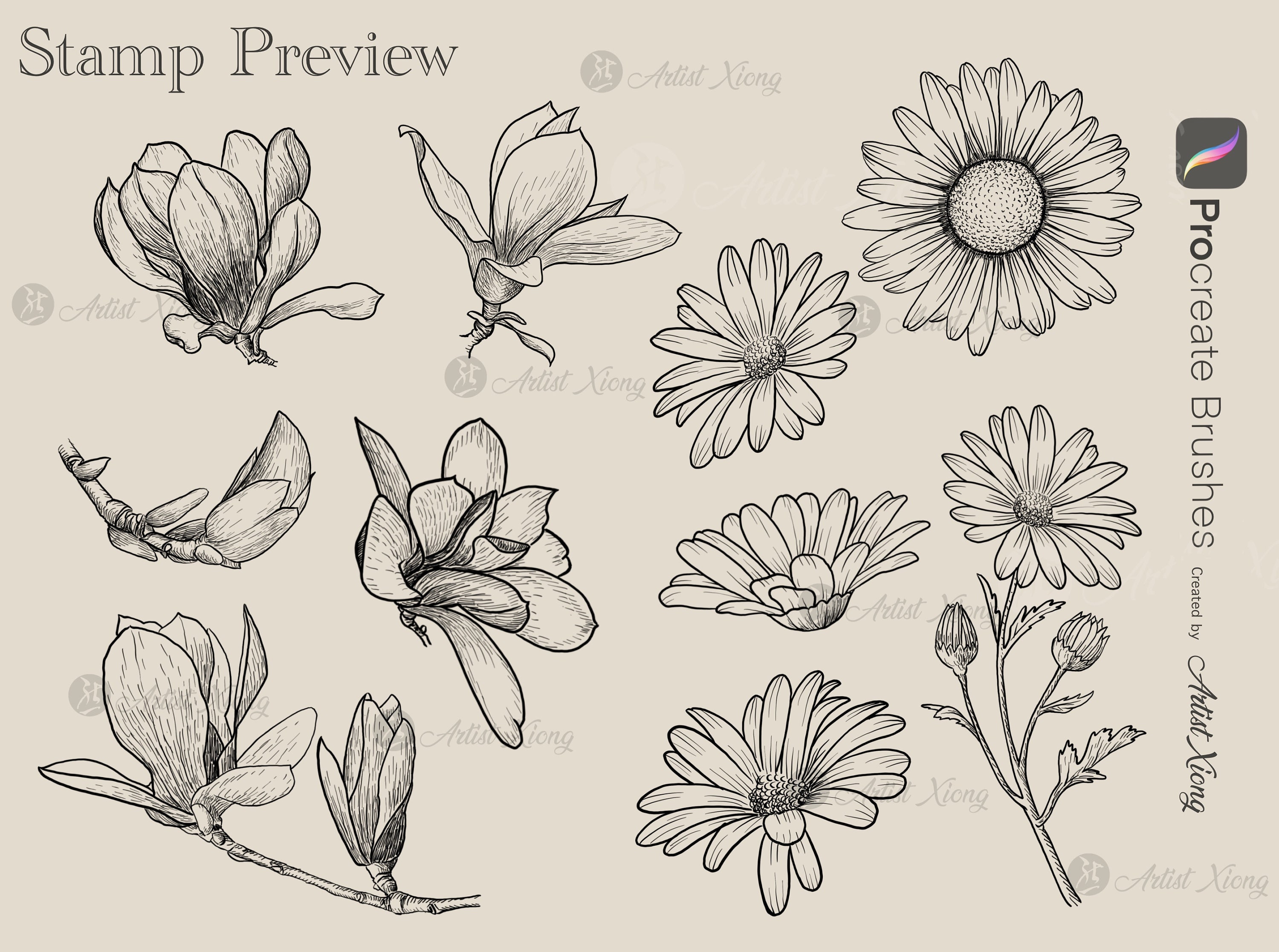 Top 10 Flower Stamp Brushes for Procreate - Etsy