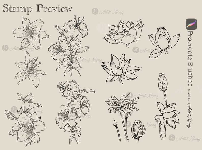 Top 10 Flower Stamp Brushes for Procreate - Etsy