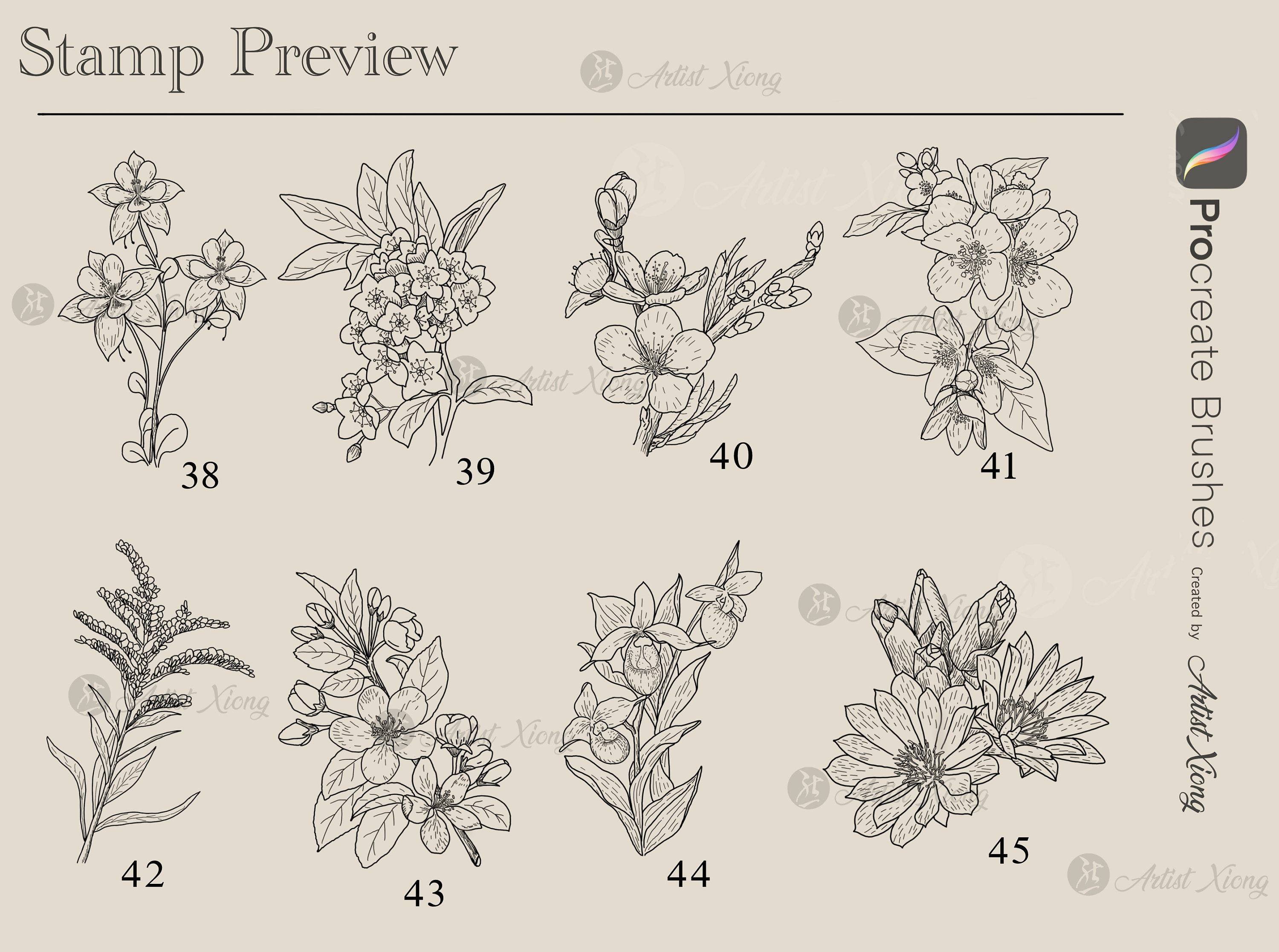 Realistic Bird and Flower Stamp Brushes for Procreate - Etsy