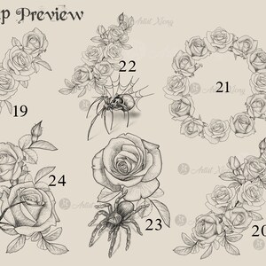 Realistic Roses and Designs Stamp Brushes for Procreate - Etsy