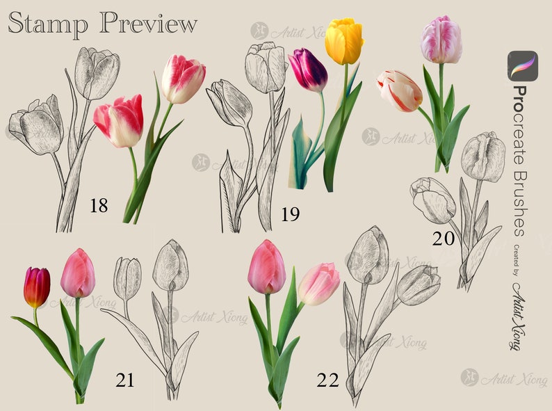 Realistic Tulip Stamp Brushes for Procreate - Etsy