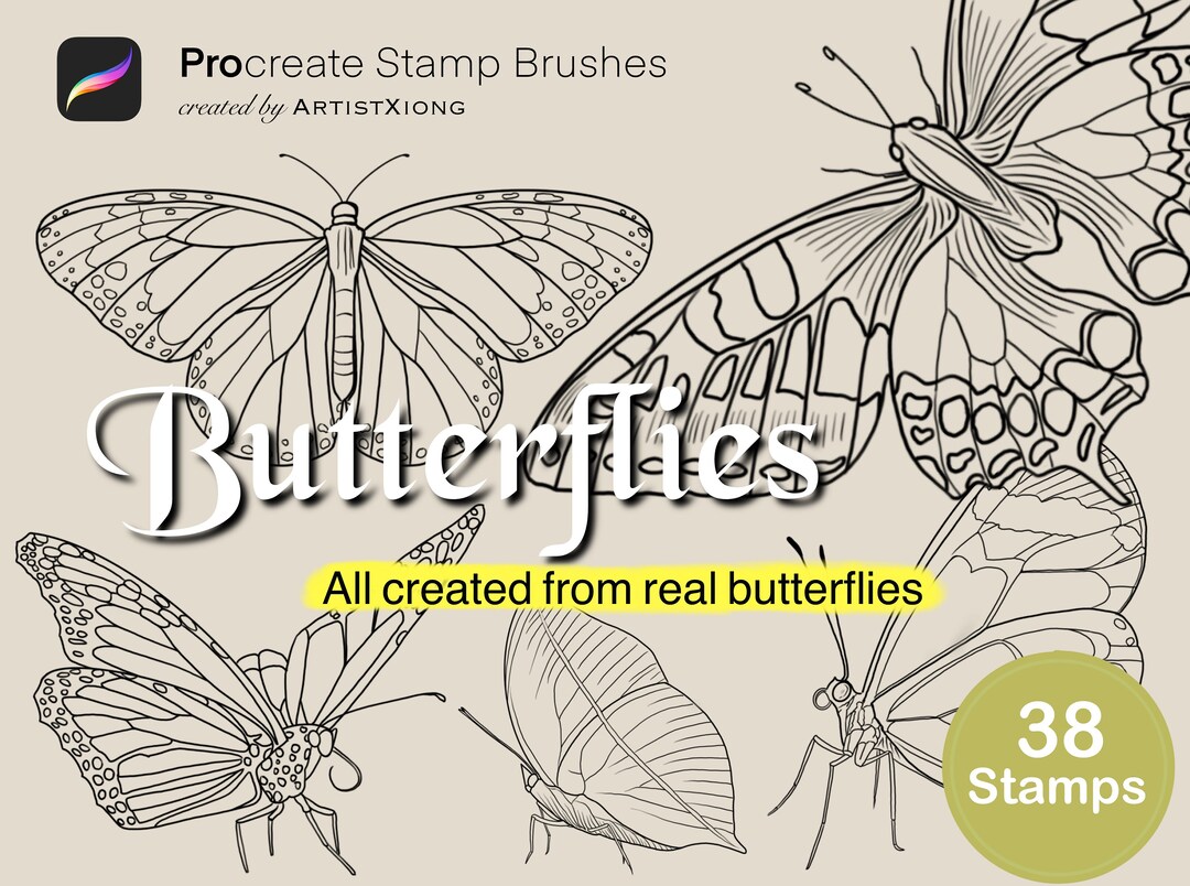 Realistic Butterfly Stamp Brushes for Procreate - Etsy
