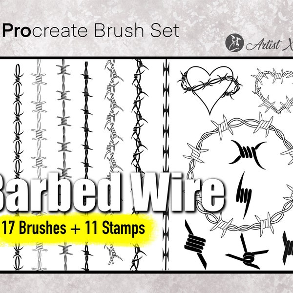 Barbed Wire Brushes and Stamps for Procreate