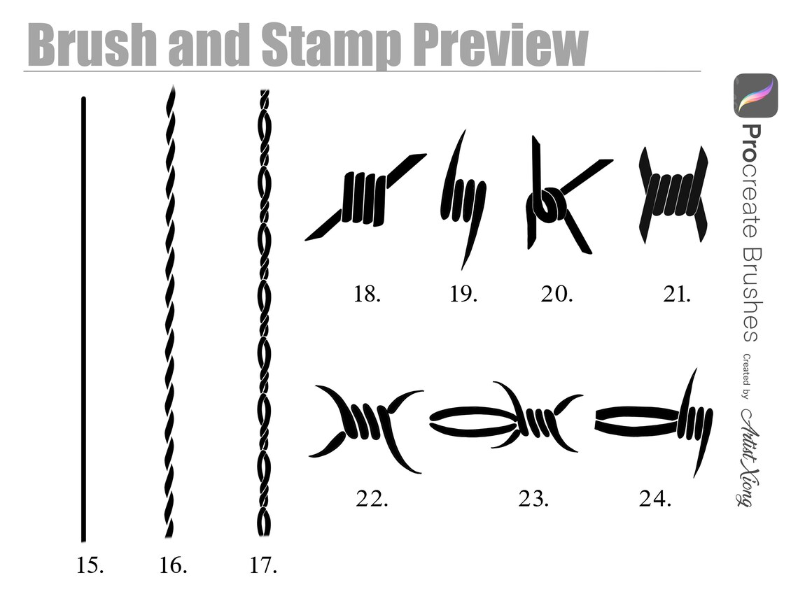 Barbed Wire Brushes and Stamps for Procreate Etsy