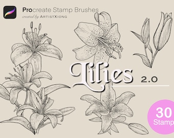 Realistic Lily Flower Stamp Brushes for Procreate