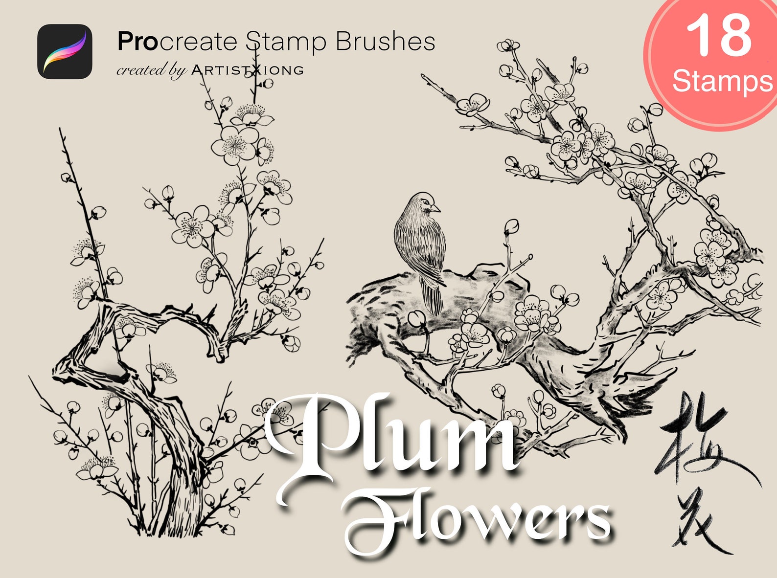 Plum Flower Stamp Brushes for Procreate - Etsy