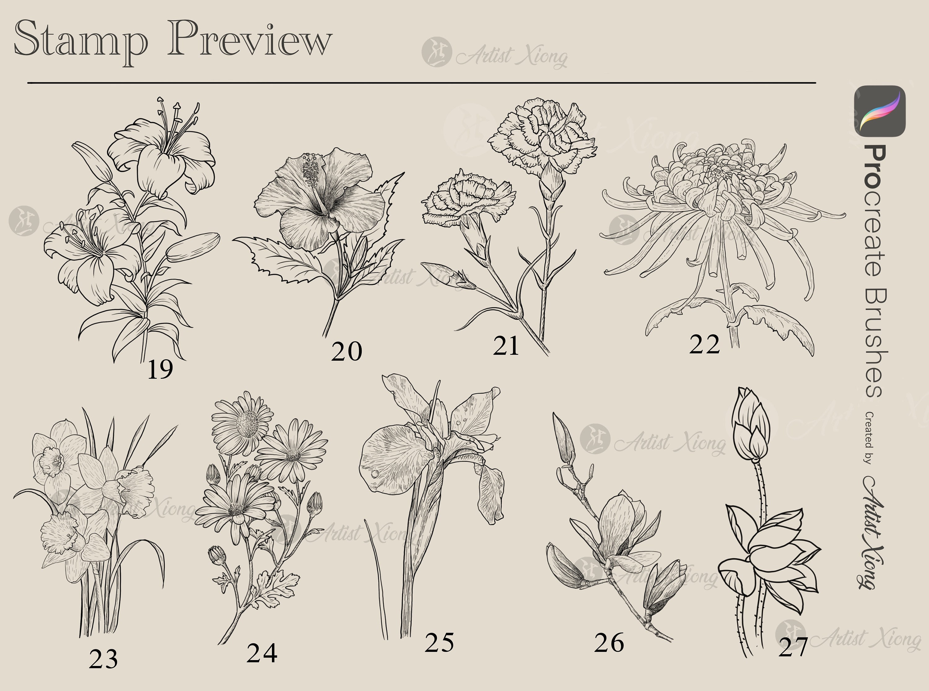 Realistic Bird and Flower Stamp Brushes for Procreate - Etsy