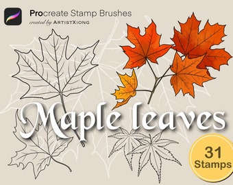 Realistic Maple Leaves Stamp Brushes for Procreate