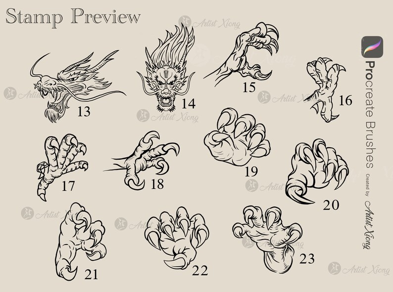 Dragon Stamp Brushes for Procreate - Etsy
