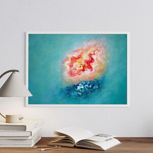 Abstract Art Print &#39;Acquainted with the Light&#39; in various sizes. Glowing wall art, turquoise art print, uplifting dreamy abstract art