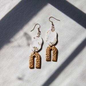 Gold Flake Dangles||Polymer Clay Earrings