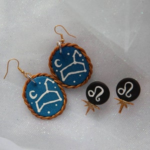 Leo Dangles & Studs||Polymer Clay Earrings