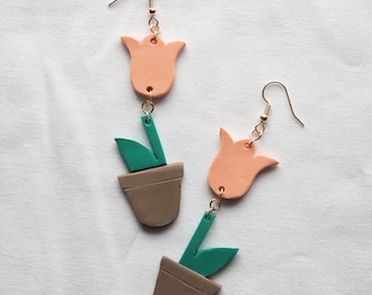 Tulip Earrings||Polymer Clay Earrings