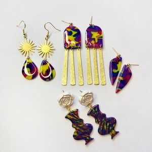 Colorful Marble Earrings||Polymer Clay Earrings