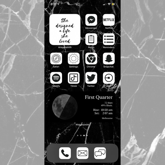 Minimal Black White Ios14 App Icons Pack Of 42 Etsy