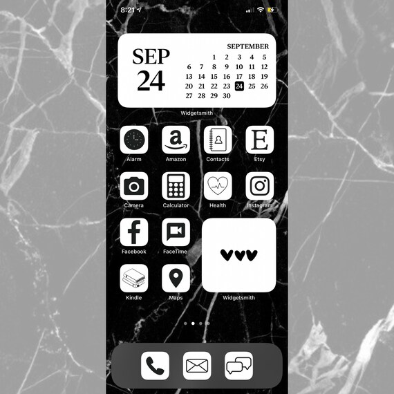 Minimal Black White Ios14 App Icons Pack Of 42 Etsy