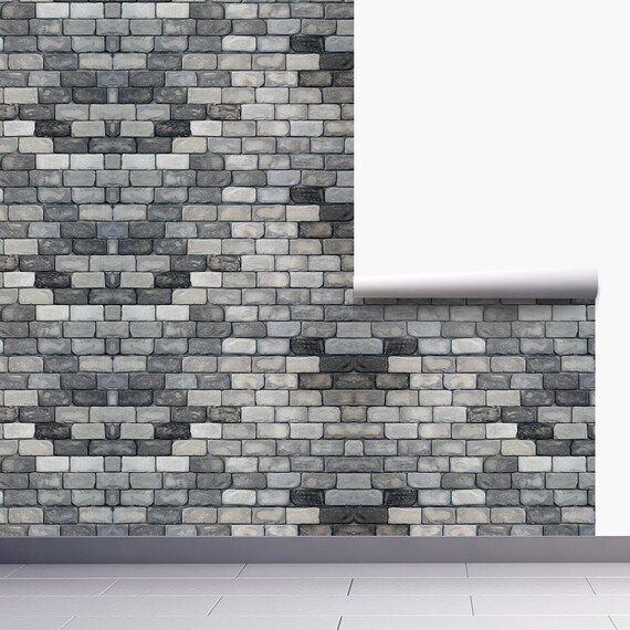 Dark Gray Brick Peel And Stick Wallpaper Temporary Wallpaper | Etsy