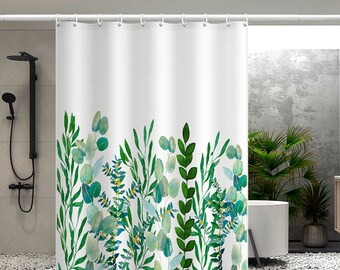 Green Leaves  Shower Curtain Waterproof Polyester Fabric Bathroom Curtains Tropical Shower Curtains Bathroom Decor Home Decor